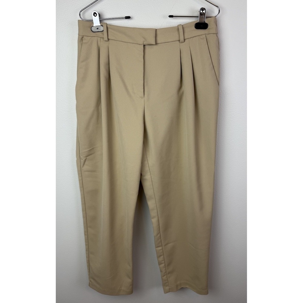 H&M Dress Pants Trousers Khaki Tan Tapper Leg Women's Size 12 Causal